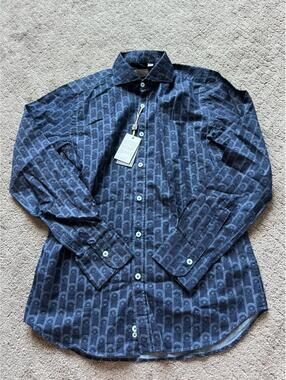 Canali Men’s Dark Blue Long Sleeve Button Up Shirt Size S $395